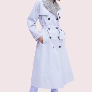 Kate Spade Women's Lavender Trench Coat with Houndstooth Collar